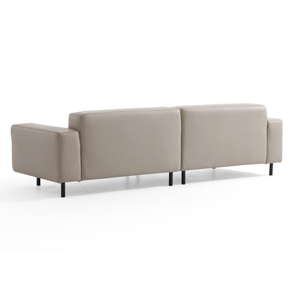 Noble Dark Gray Leather Sofa-Beige-111.0"