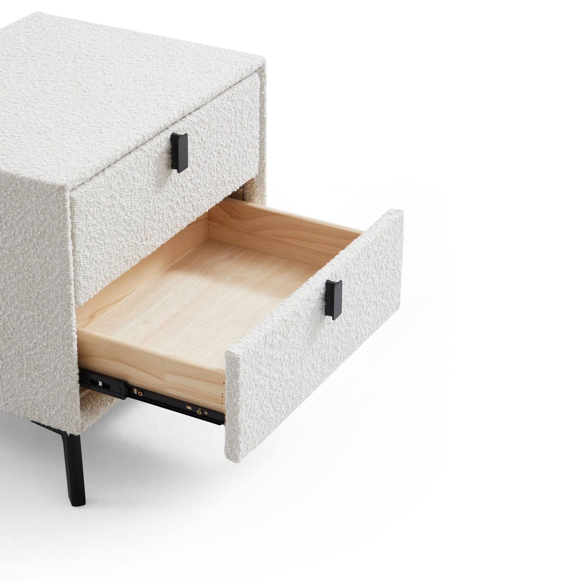 Cushy Boucle Fabric Nightstand-19.7"