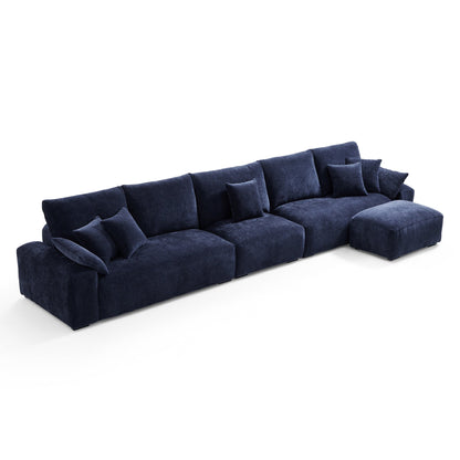 The Empress Navy Blue Sofa and Ottoman-Navy Blue-175.6"