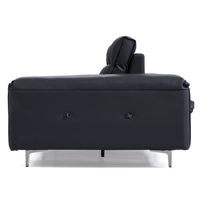 Lewis Black Leather Sailboat Sofa-Black