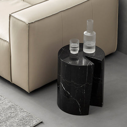 Seraphic Marble Round Side Table-Black