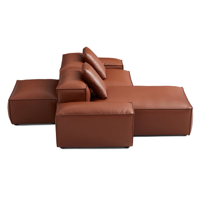 Cube Modular Brown Genuine Leather Double Sided Sectional-Brown-105.5"-Low