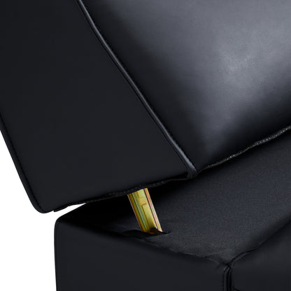 Domus High Back Modular Leather Sofa-Black