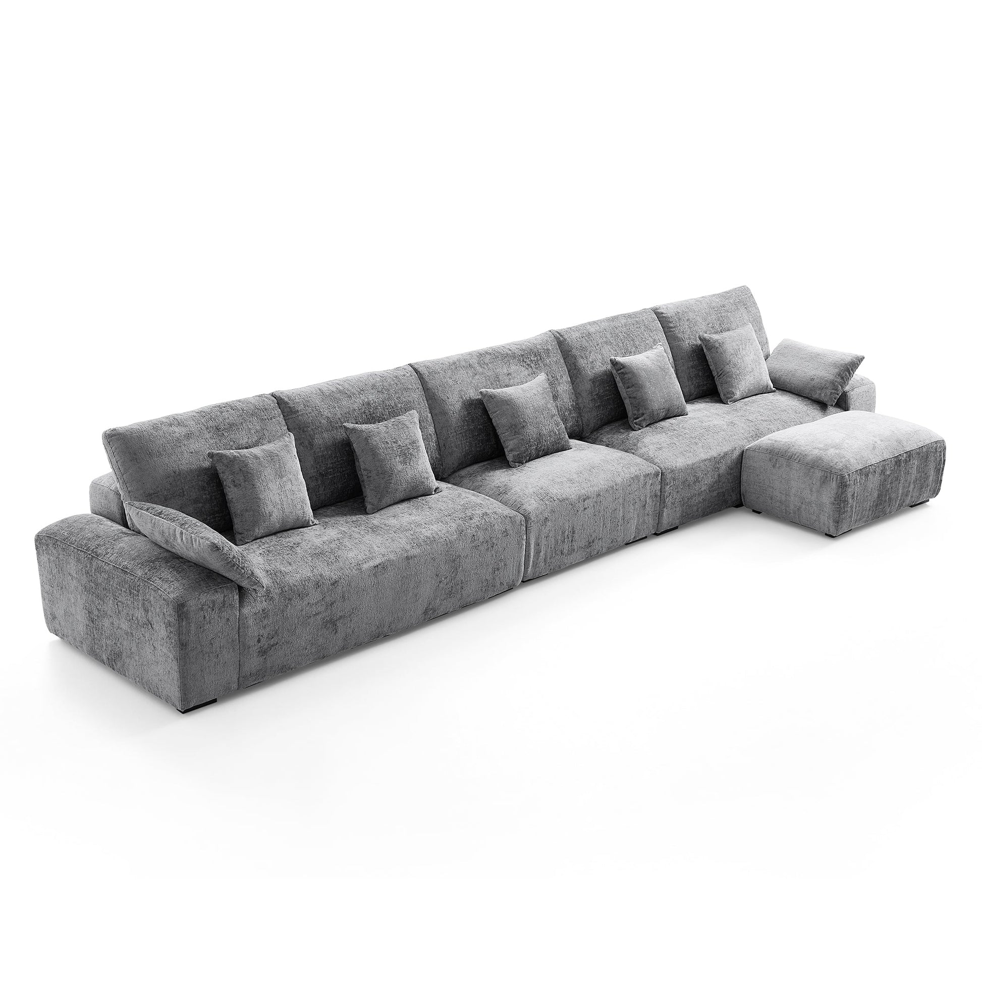 The Empress Beige Sofa and Ottoman-Gray-175.6"