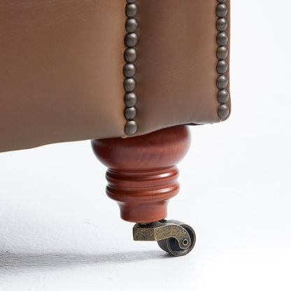 Durango Chesterfield Brown Top Grain Leather Tufted Sofa-Brown