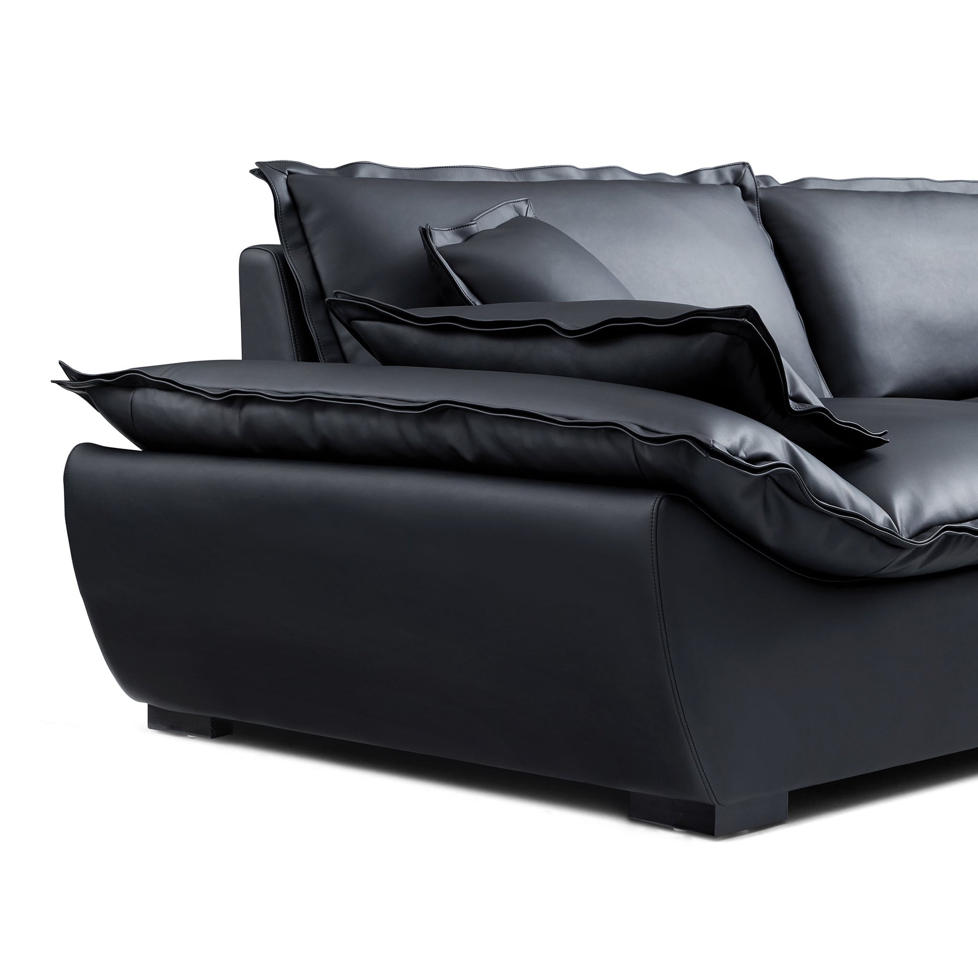 Casper Sailboat Leather Sofa-Black
