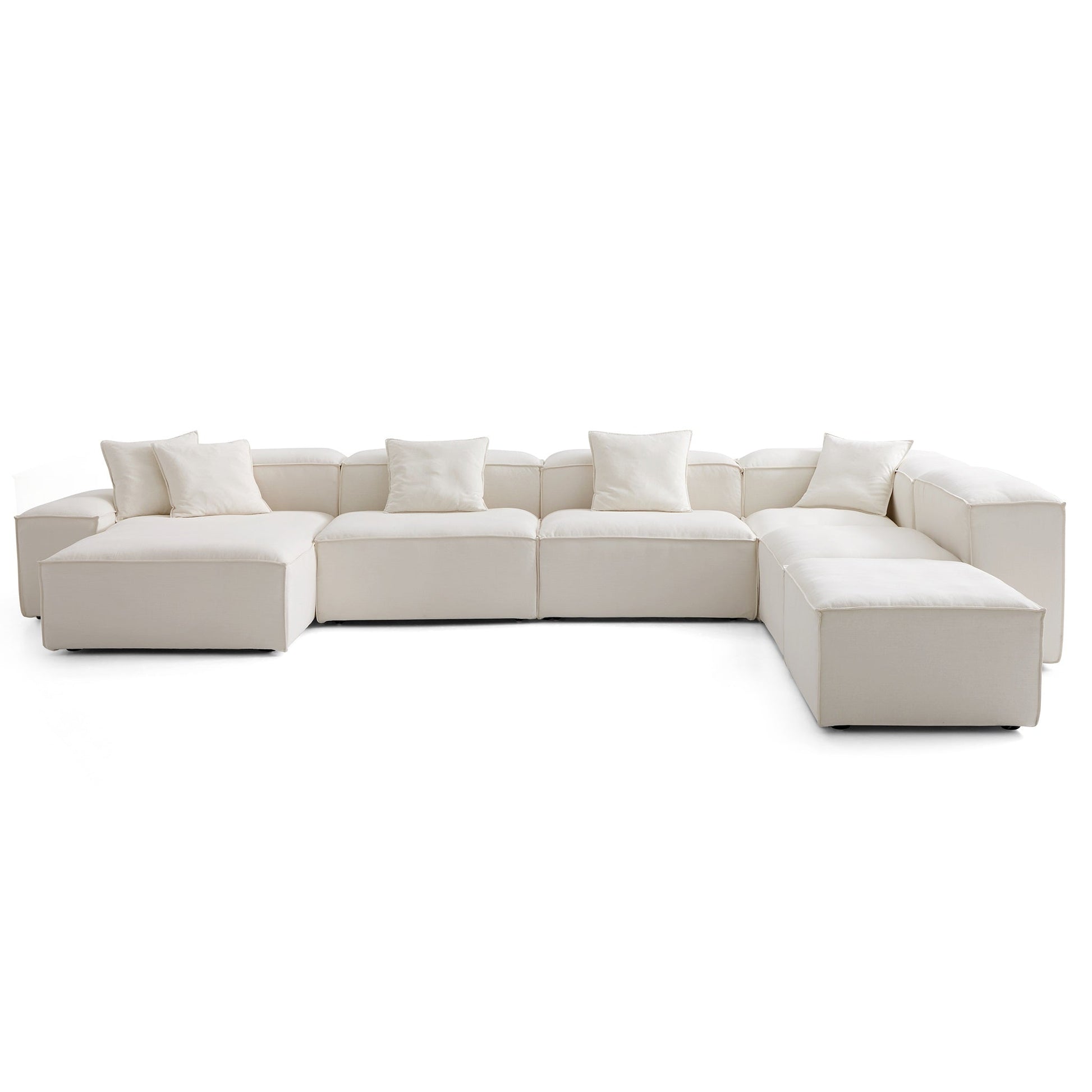 Freedom Modular Beige Open End Sectional Sofa-Beige-177.2"-Low