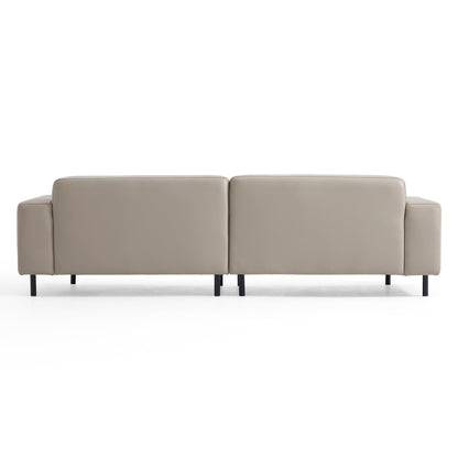 Noble Dark Gray Leather Sofa-Beige-111.0"