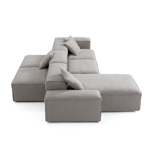 Freedom Modular Double Sided Sectional Sofa-New Gray-143.7"-Low & High