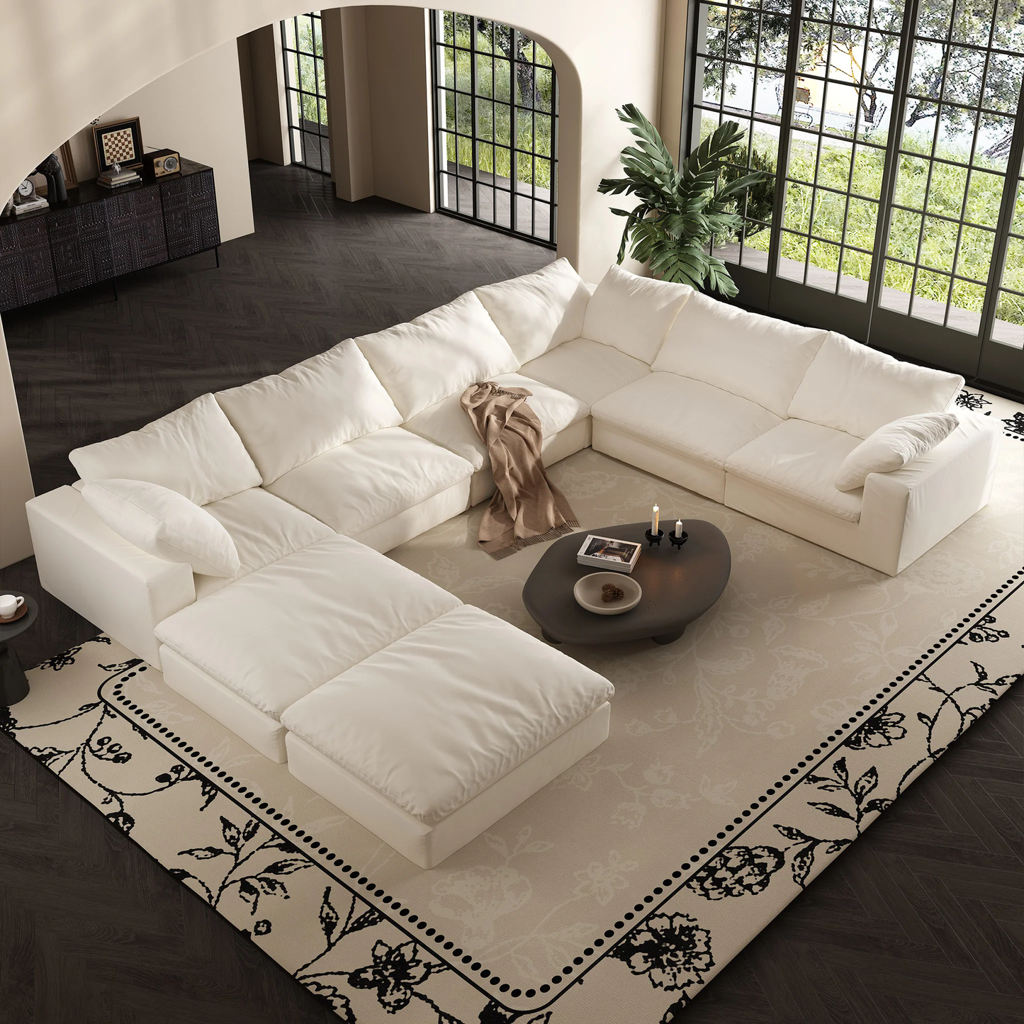 Lunna Modular L-Shaped and Ottoman Sofawhite / 160 inch l-shaped & ottoman