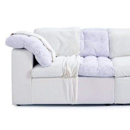 Tender Wabi Sabi Beige Sofa and Regular Ottoman-White