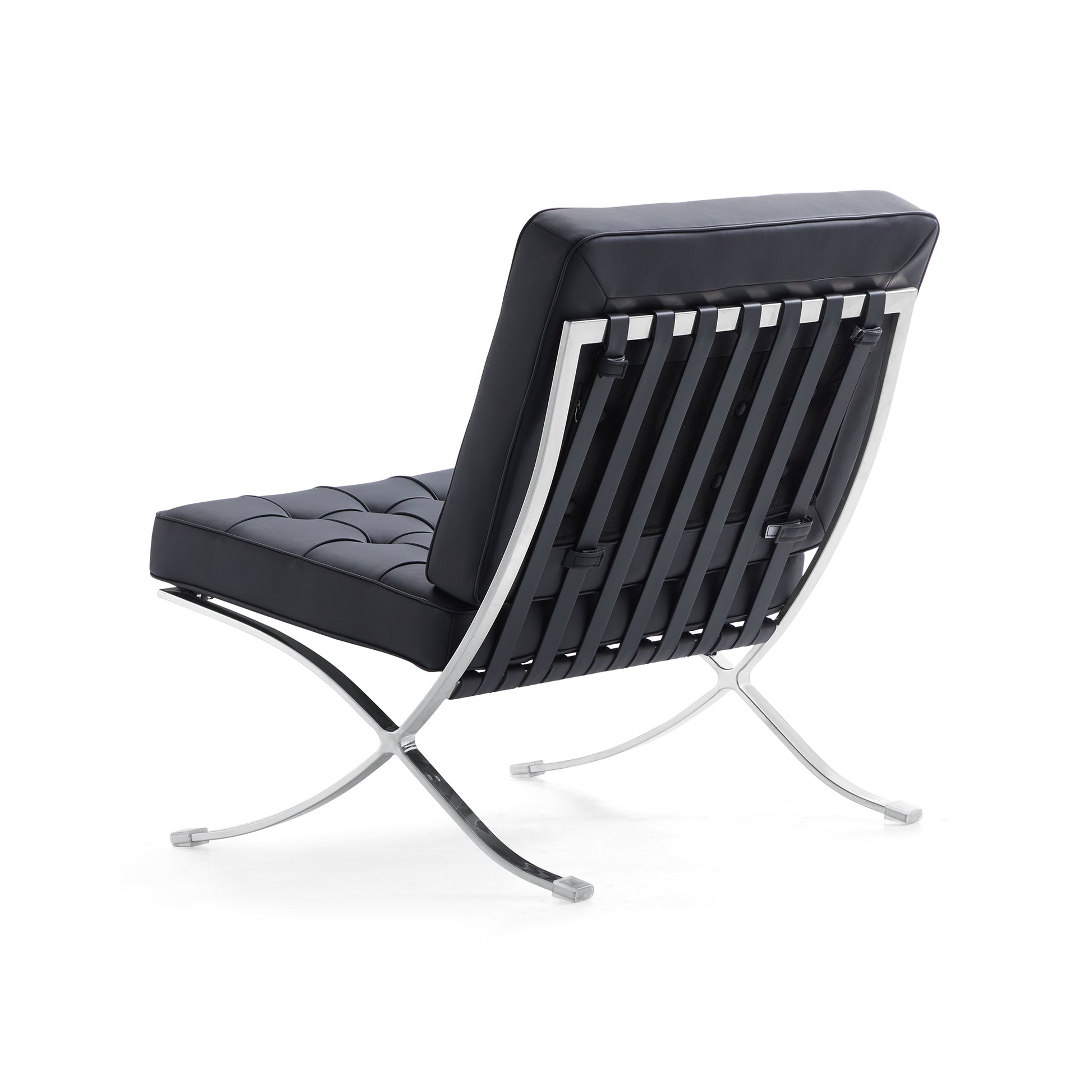Barcelona Leather Lounge Chair-Black