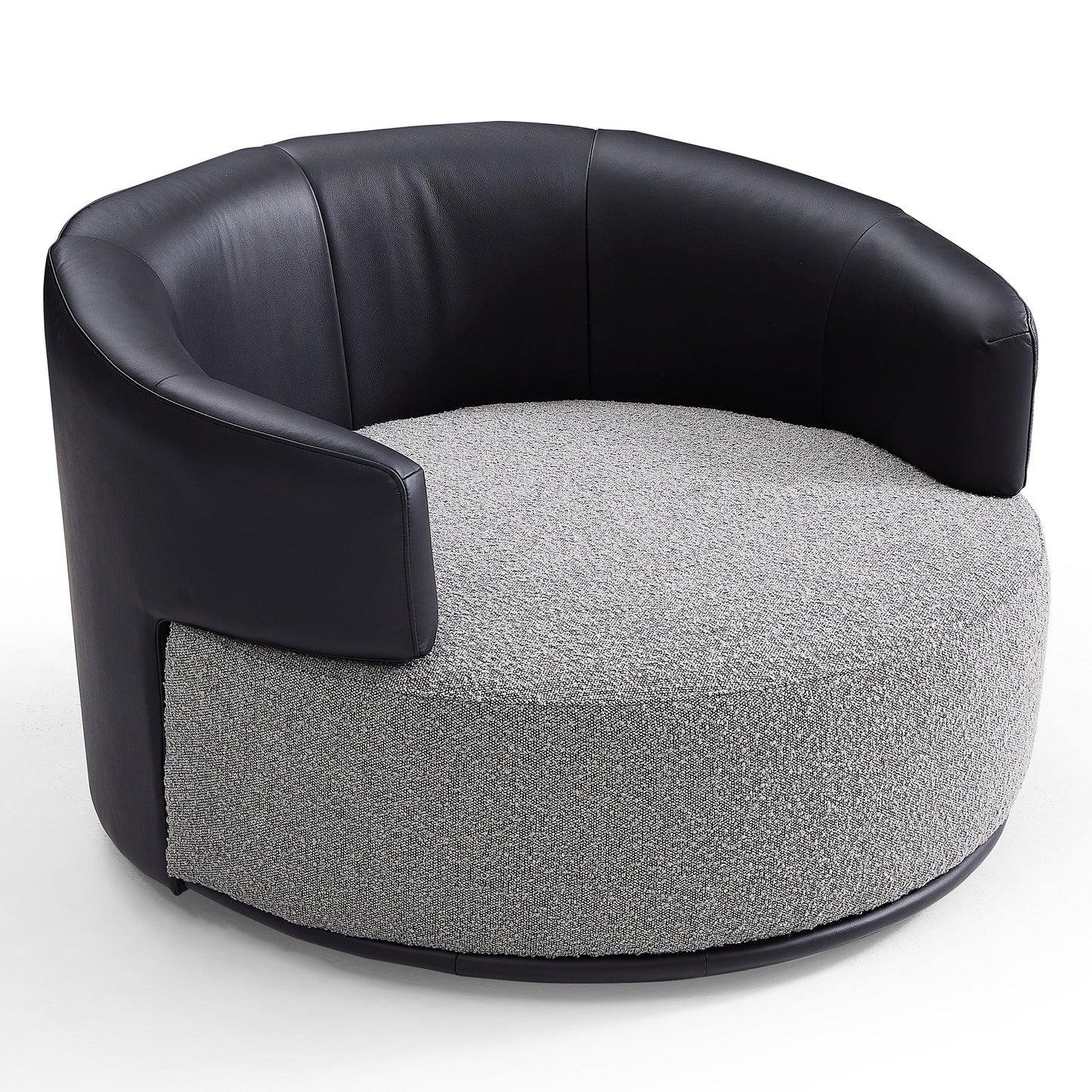 Luna Swivel Light Gray Boucle Fabric Lounge Chair-Gray