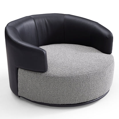 Luna Swivel Light Gray Boucle Fabric Lounge Chair-Gray