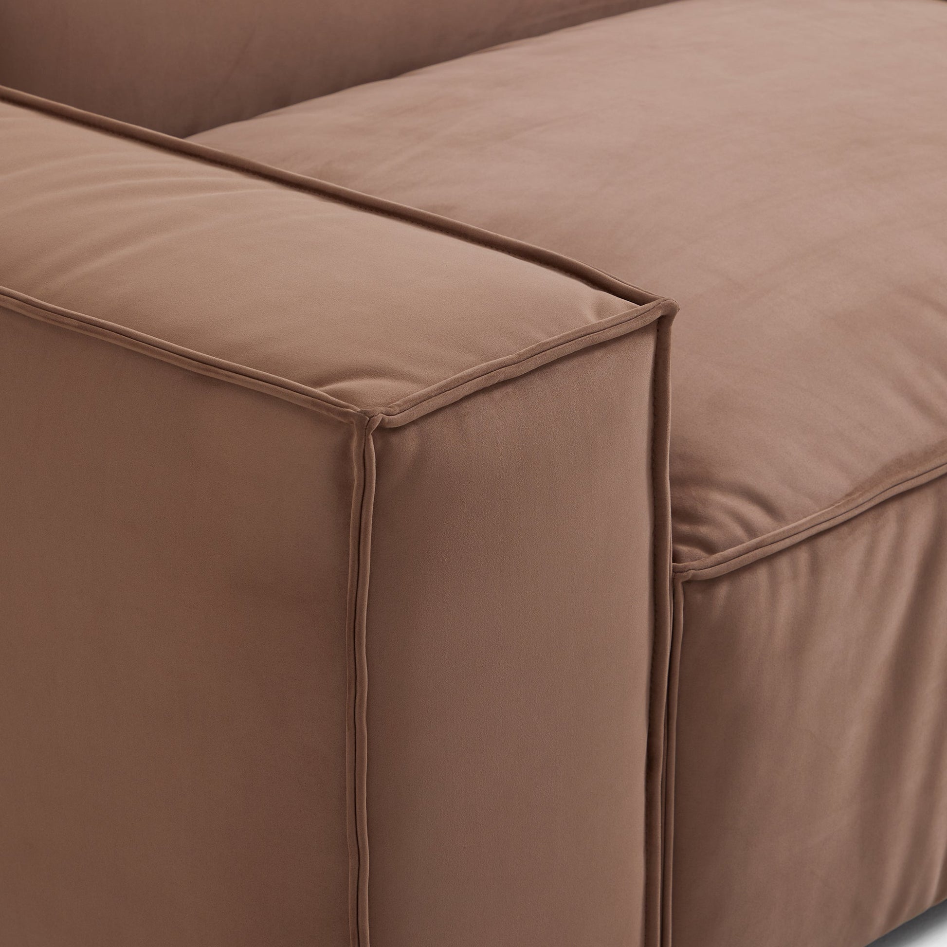 Luxury Minimalist Brown Fabric Sofa Set-Brown