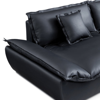 Casper Sailboat Leather Sofa-Black