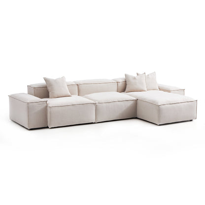 Freedom Modular Gray Sectional Sofa-Khaki-Low-143.7″