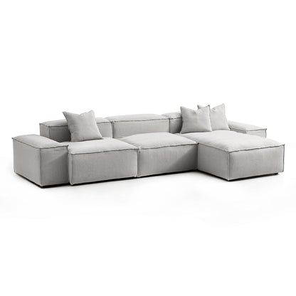 Freedom Modular Gray Sectional Sofa-Gray-143.7″-Low