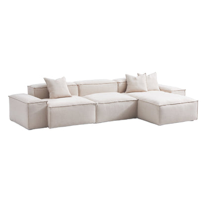 Freedom Modular Khaki Sectional Sofa-Khaki-Low-143.7″