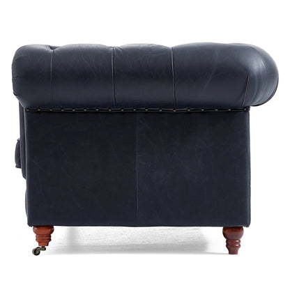 Durango Chesterfield Top Grain Leather Tufted Sofa-Black
