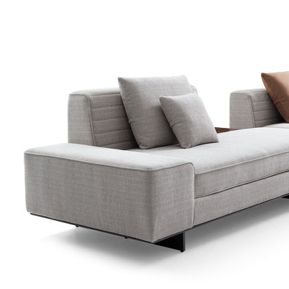 Brandy Channel Tufting Sectional with Coffee Table-Gray
