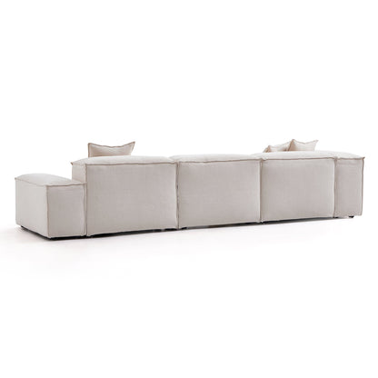 Freedom Modular Gray Sofa-Khaki-Low & High-143.7"