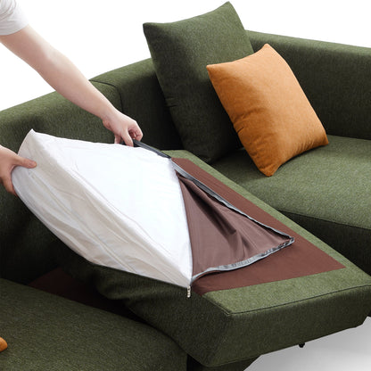 Jungle L Shaped Green Fabric Sectional Sofa With Chaise-Green
