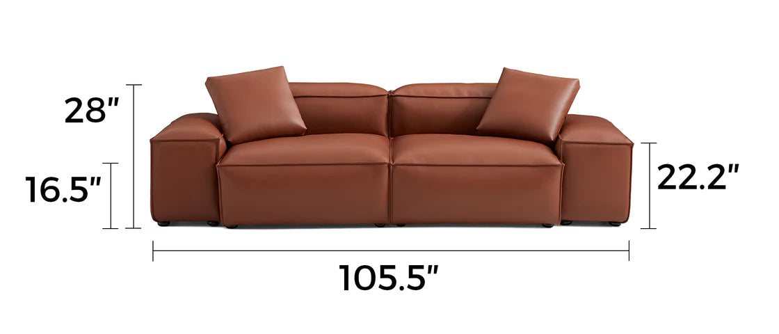Cube Modular Brown Genuine Leather Sofa