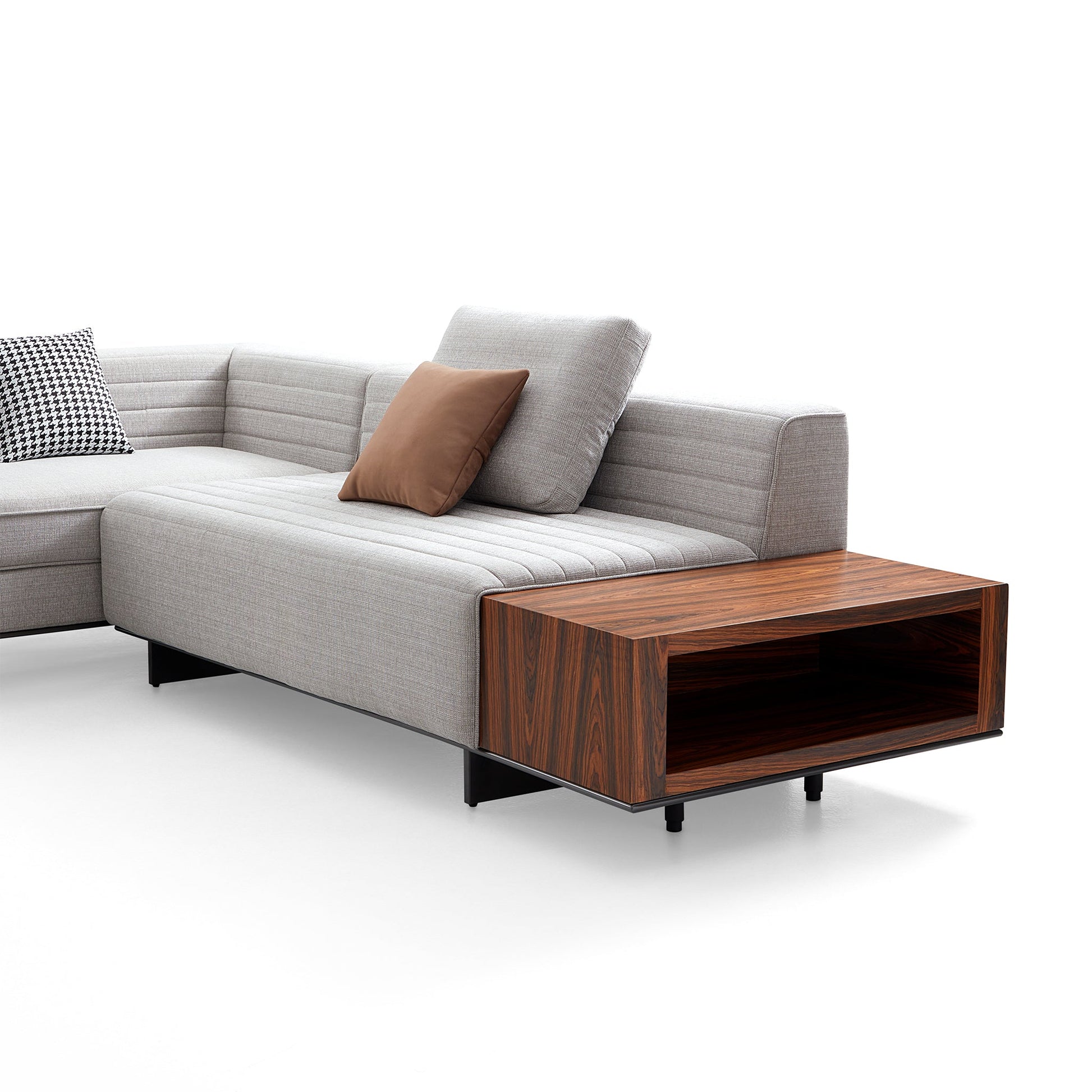 Brandy Channel Tufting Sectional with Coffee Table-Gray-173.2"(2)