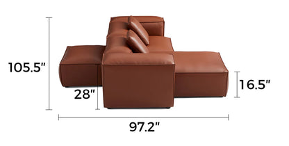 Cube Modular Brown Genuine Leather Double-Sided Sectional