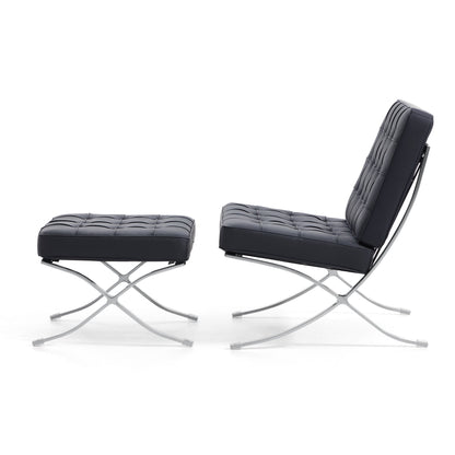 Barcelona Leather Lounge Chair-Black