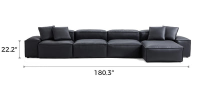 Cube Modular Black Genuine Leather Sectional