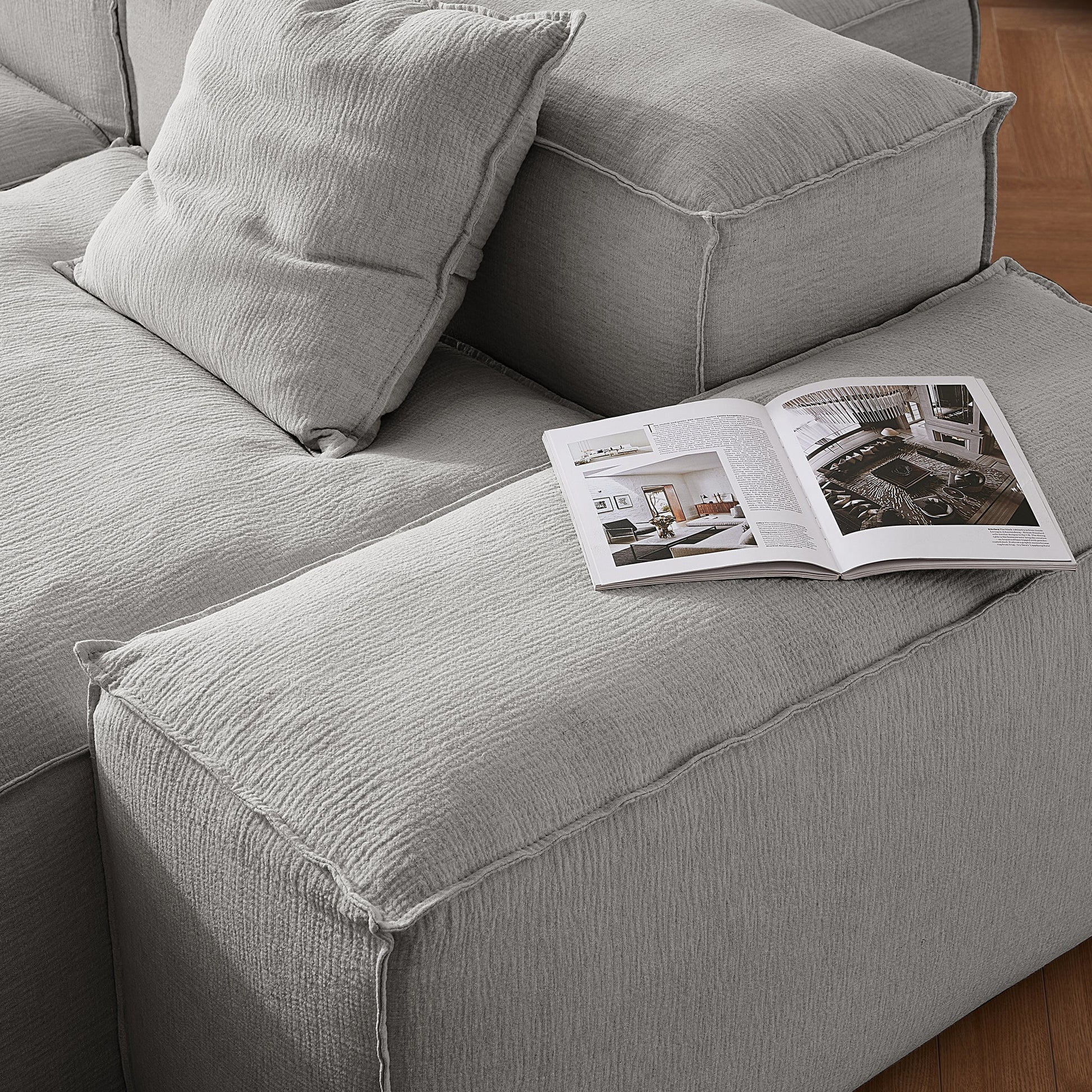 Freedom Modular White Double Sided Sectional Sofa-Gray