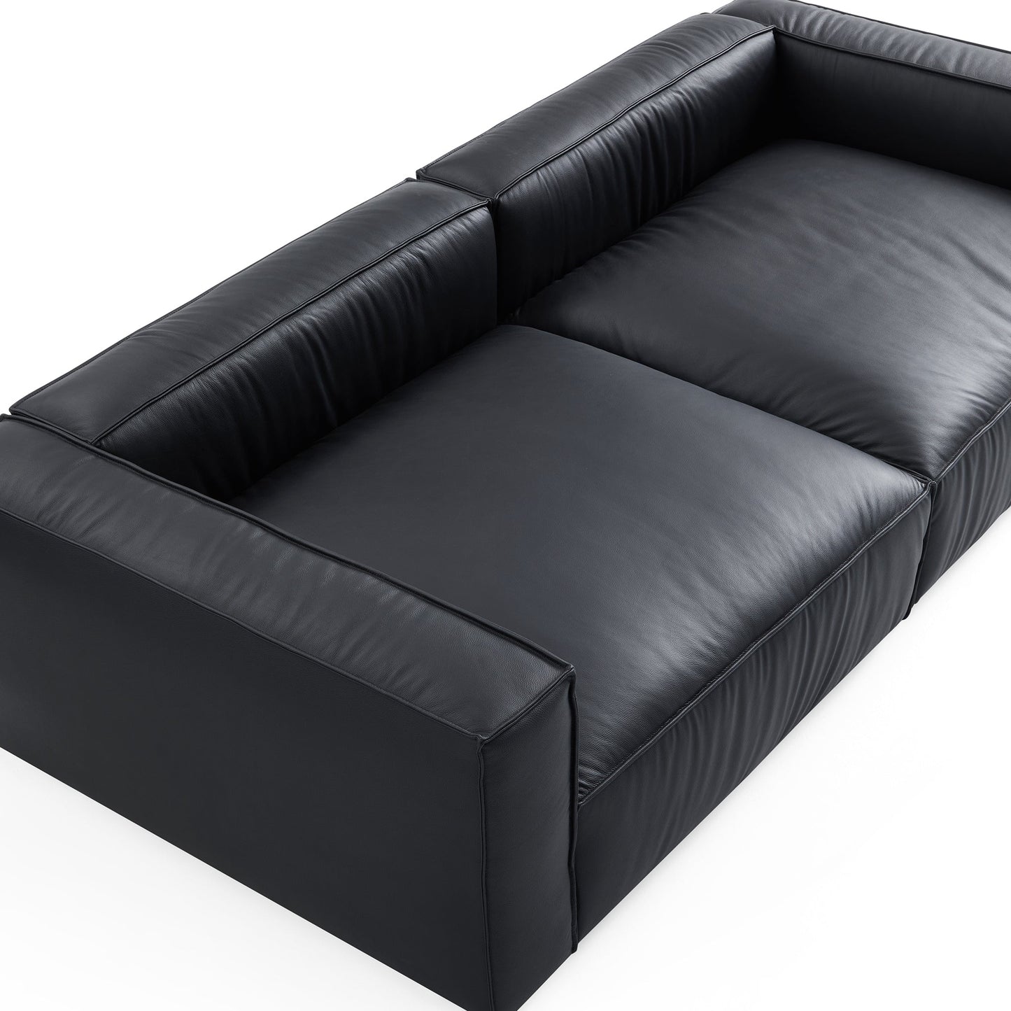 Luxury Minimalist Black Leather Daybed Sofa-Black-111.8"