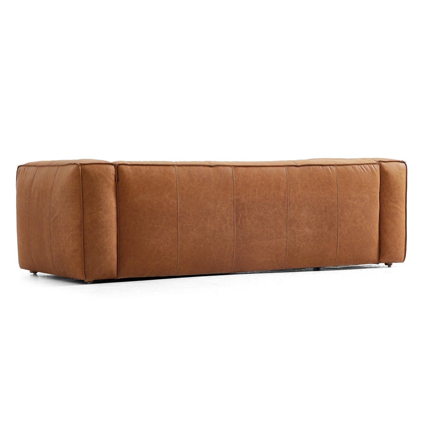 Rusty Tan Genuine Leather Tuxedo Sofa-Tan