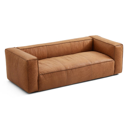 Brancaster Black Genuine Leather Tuxedo Sofa-Tan