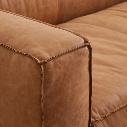 Rusty Tan Genuine Leather Tuxedo Sofa-Tan