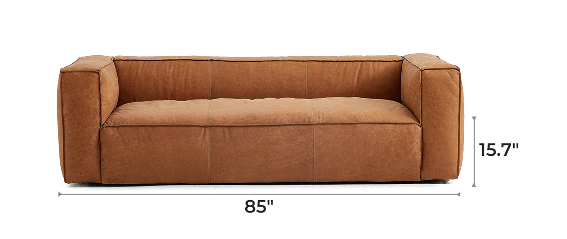 Rusty Tan Genuine Leather Tuxedo Sofa
