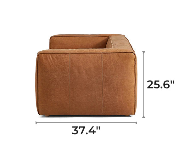 Rusty Tan Genuine Leather Tuxedo Sofa