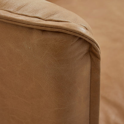 Cognac Tan Genuine Leather Straight Back Sofa-Tan