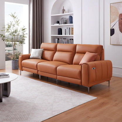 Louis Leather Power Recliner Sofa-Orange