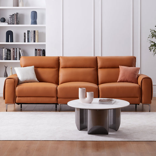 Louis Leather Power Recliner Sofa-Orange