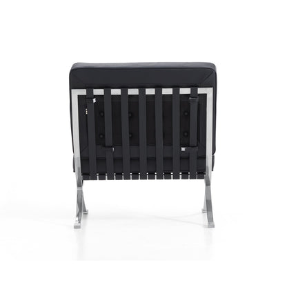 Barcelona Leather Lounge Chair-Black