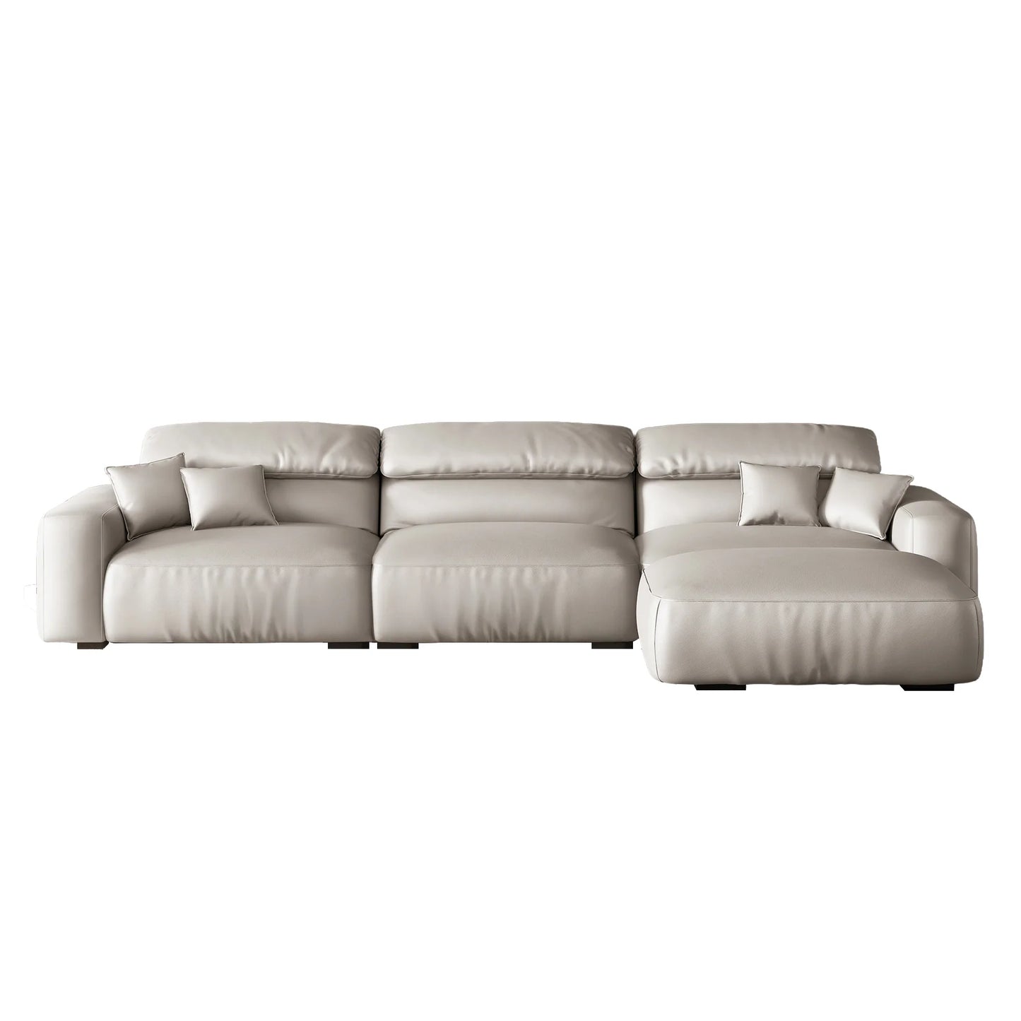 Chestnut Brown Leather Sofa and Ottoman