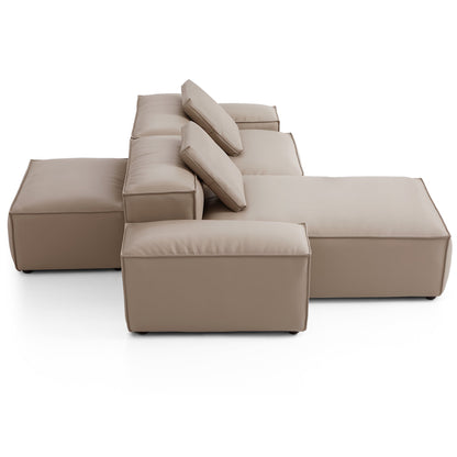 Flex Modular Khaki Genuine Leather Double Sided Sectional-Khaki-105.5"-Low
