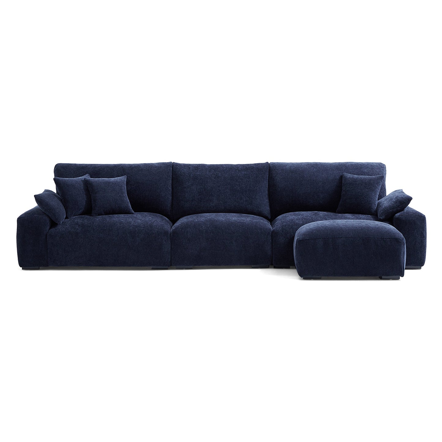 The Empress Navy Blue Sofa and Ottoman-Navy Blue-141.7"