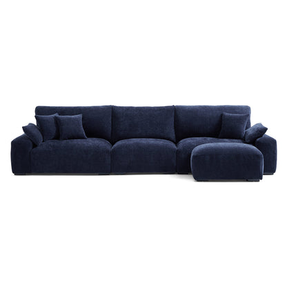 The Empress Navy Blue Sofa and Ottoman-Navy Blue-141.7"