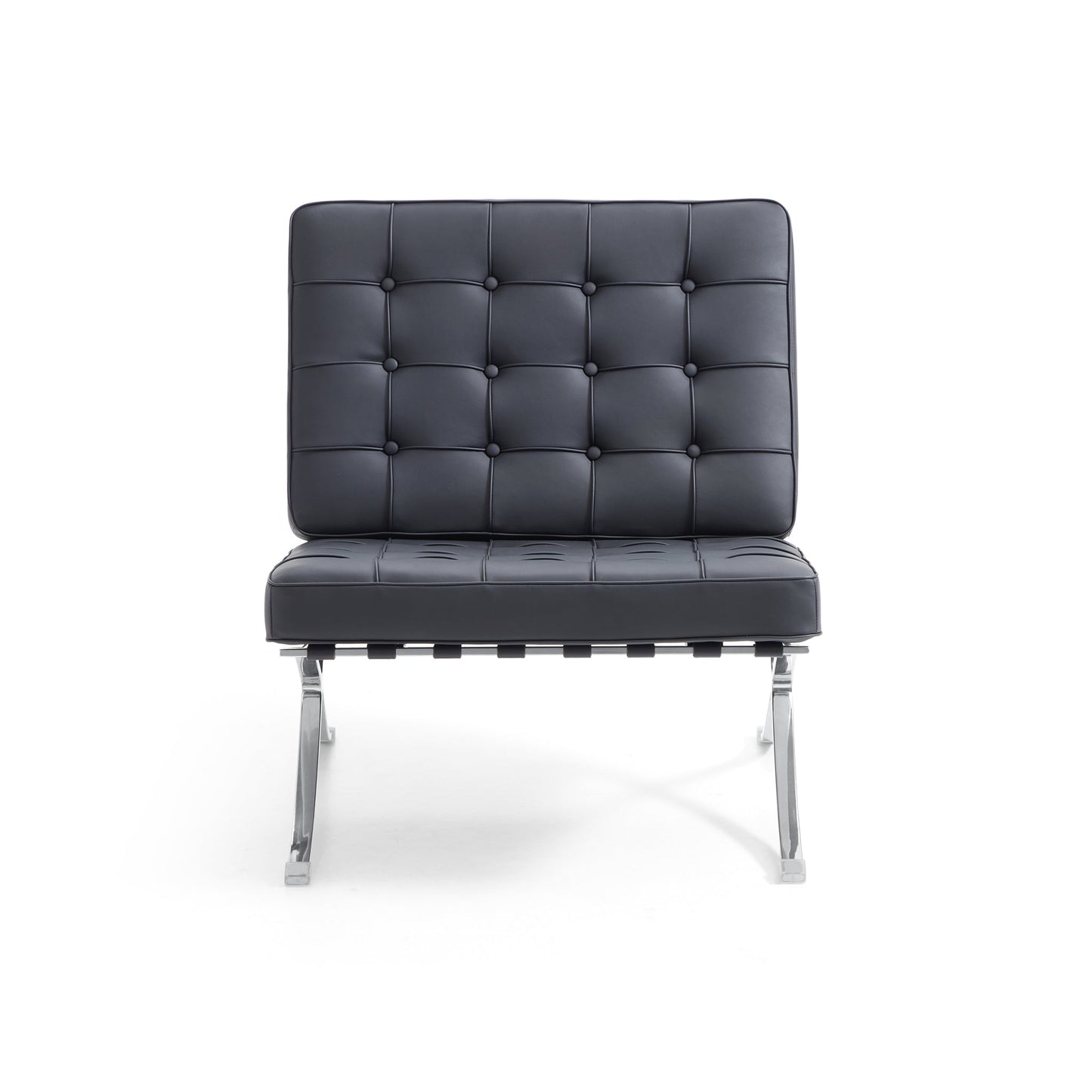 Barcelona Leather Lounge Chair-Black