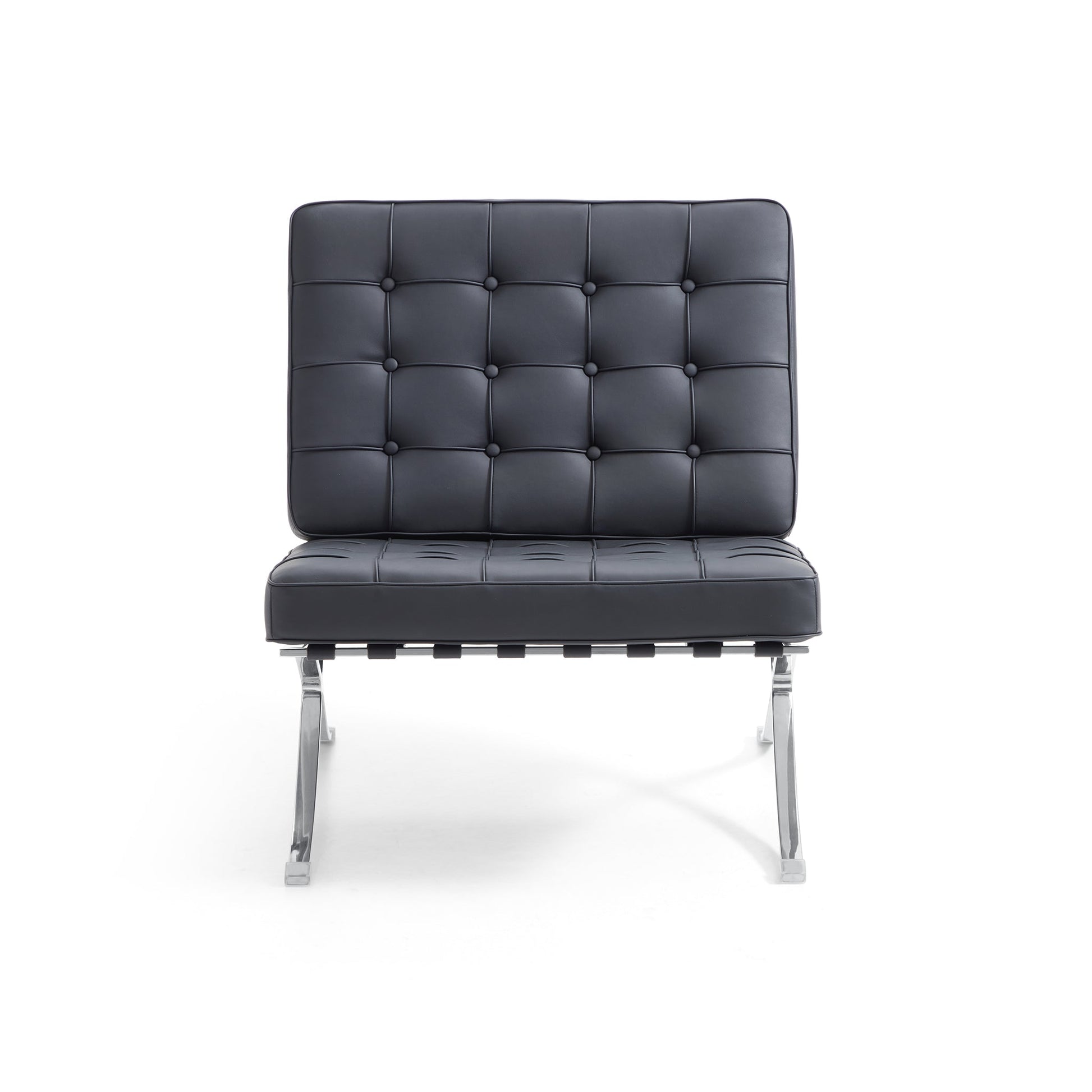 Barcelona Leather Lounge Chair-Black