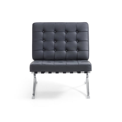 Barcelona Leather Lounge Chair-Black